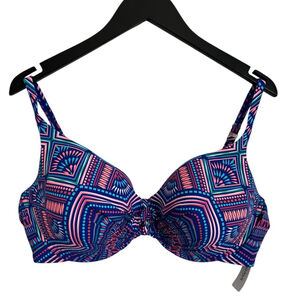 La Vie en Rose Aqua Geometric Printed Bikini Top Size XXL New with Tags
